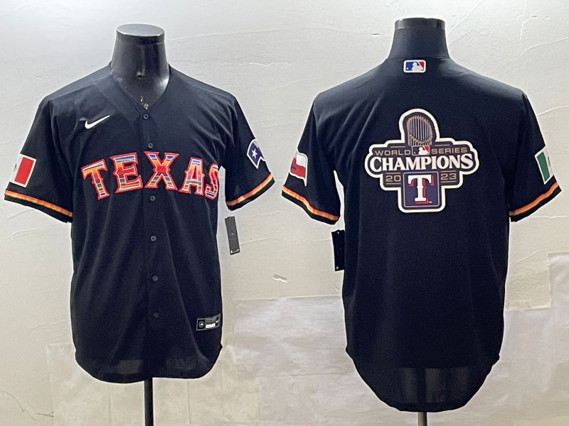 Men Texas Rangers Blank Black Mexico Game 2025 Nike MLB Jersey style 10->texas rangers->MLB Jersey